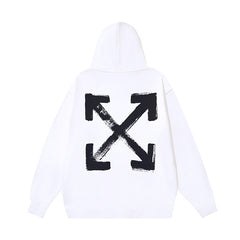 OW Hand-Painted Arrow Pattern Printed Hooded Sweatshirt