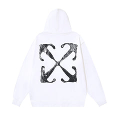 OW retro arrow print hooded sweater