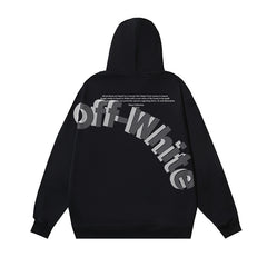 OW oblique LOGO letter print pullover hooded sweater