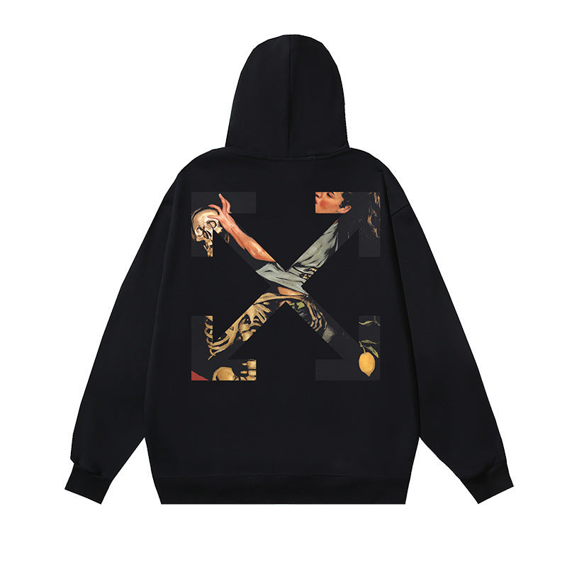 OW Skull Girl print pullover hooded sweater