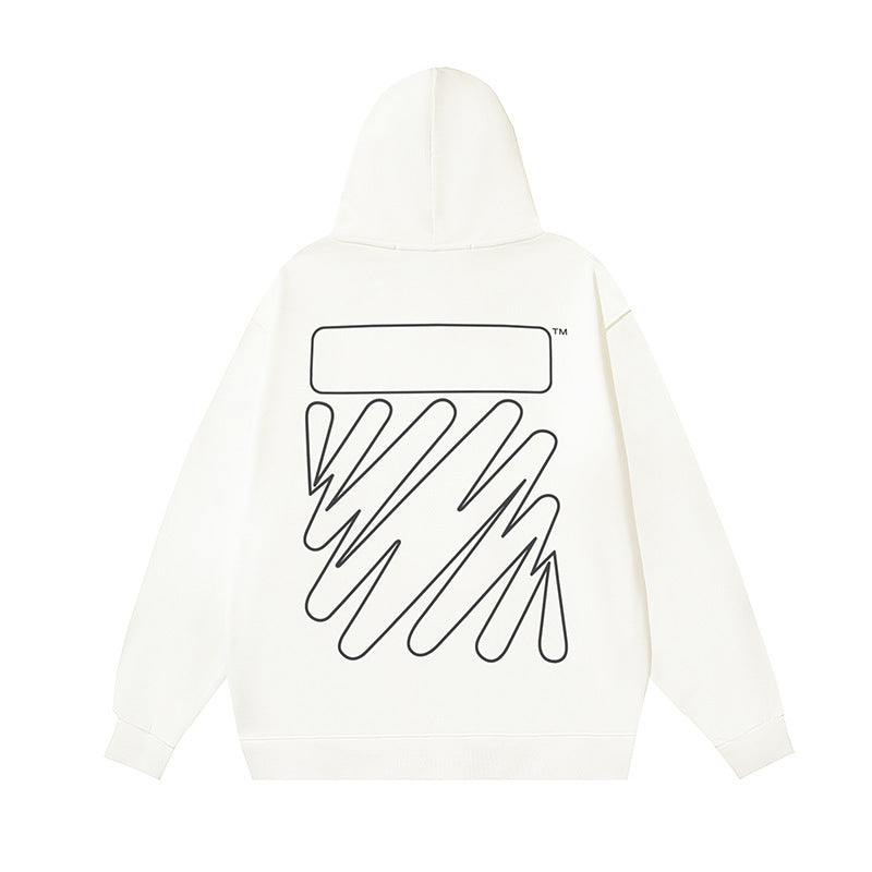 OW hoodie ECG Pattern Arrow Sleeve Hood