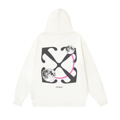 OW Saturn pattern arrow pullover hooded sweater