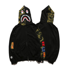 Bathing Ape Hoodie Splicing Camouflage Sweater Male Shark Autumn