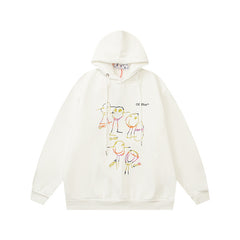 OW  hoodie cartoon series arrow pattern fleece hooded