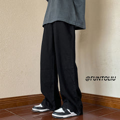Men Jeans Green Washed Jeans Men's Autumn Width Straight-Leg Trousers