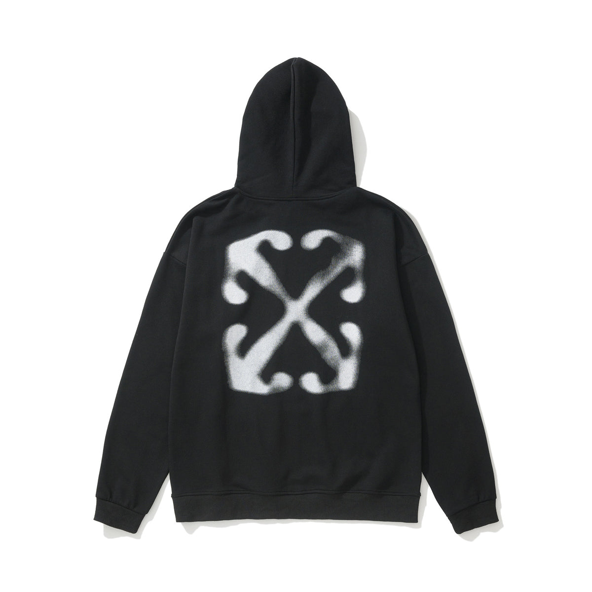 OW Fuzzy Arrow Pattern Pullover Hooded Sweater