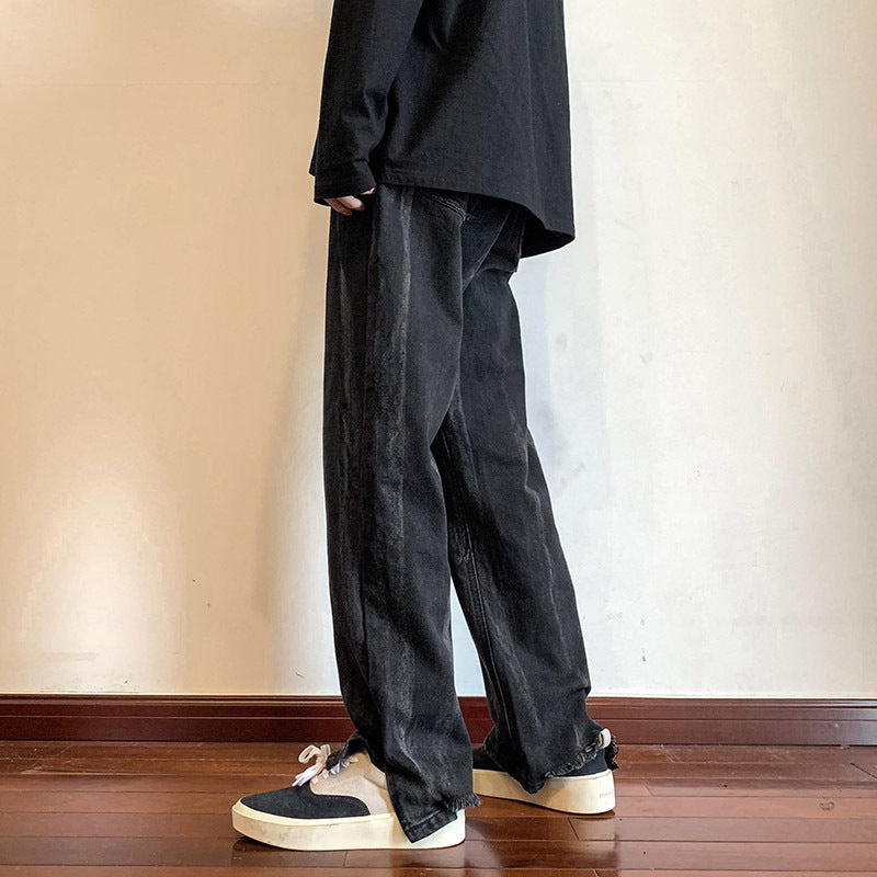 Men Jeans Vintage Jeans Men's Summer Loose Wide-Leg Straight Pants