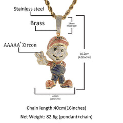 Jewelry Trendy Brand Anime Cartoon Pendant Hip Hop Full Diamond Spectrum Animal