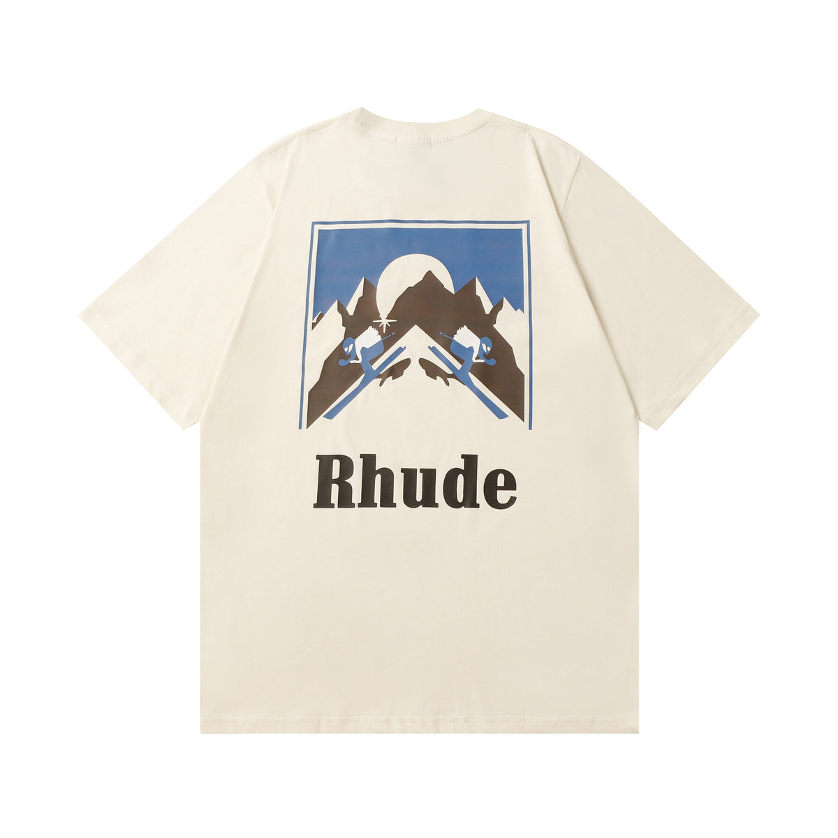 Rhude T Shir Sunset Snow Mountain Print Short Sleeve T-Shirt