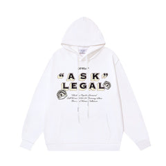 OW letter arrow pattern pullover hooded sweater