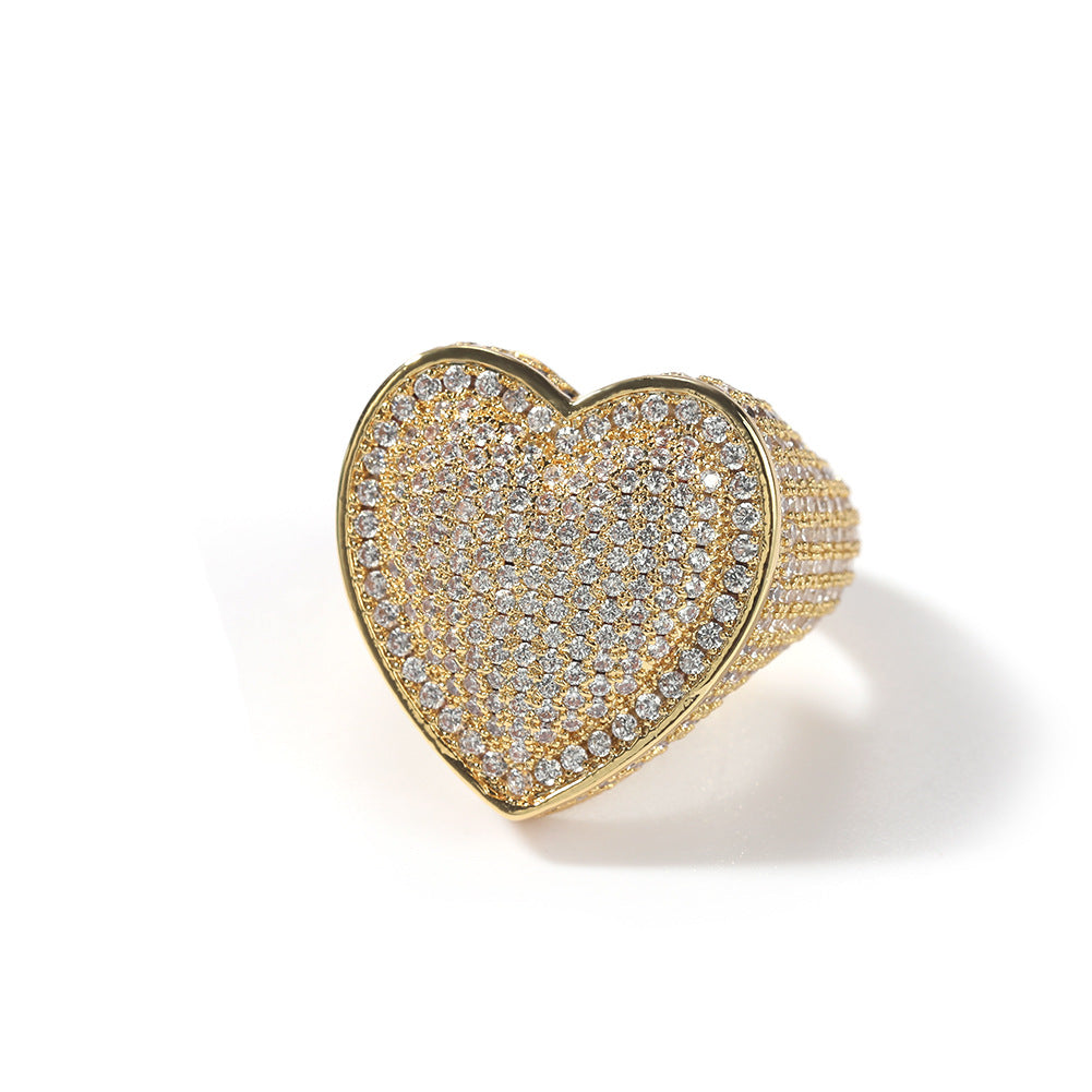 Rings Hip Hop Ring Copper 3A Zircon Love Ring Spectrum
