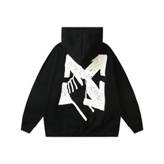 OW hoodie with a fleece hood with a palm globe arrow pattern