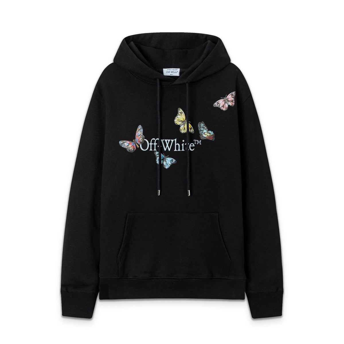 OW Butterfly Letter Print Pattern Pullover Hooded Sweater