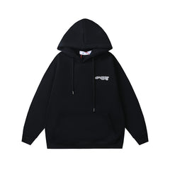 OW Curved Jellyfish Arrow Pattern Hooded Sweater