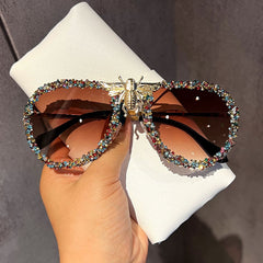 Trendy punk glasses bee diamond retro