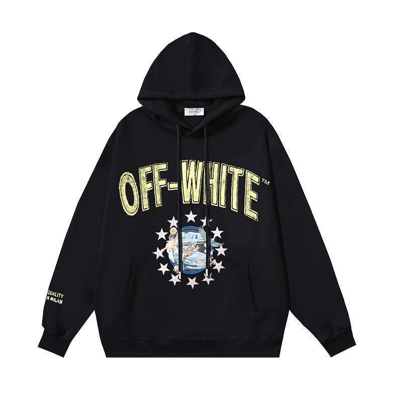 OW  hoodie Angel Letter Pattern Pullover Hood