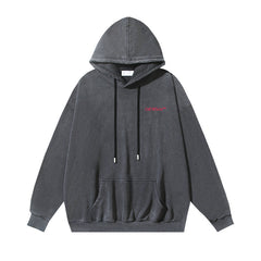 OW Red Bacchus Pattern Pullover Hooded Sweater