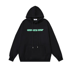 OW banknote letter arrow print pattern hooded sweater
