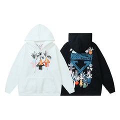 OW cartoon vase arrow pattern hooded sweater