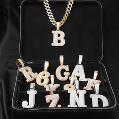 Jewelry 26 Letter Silver Pink Pendant Necklace with Zircon Number Pieces