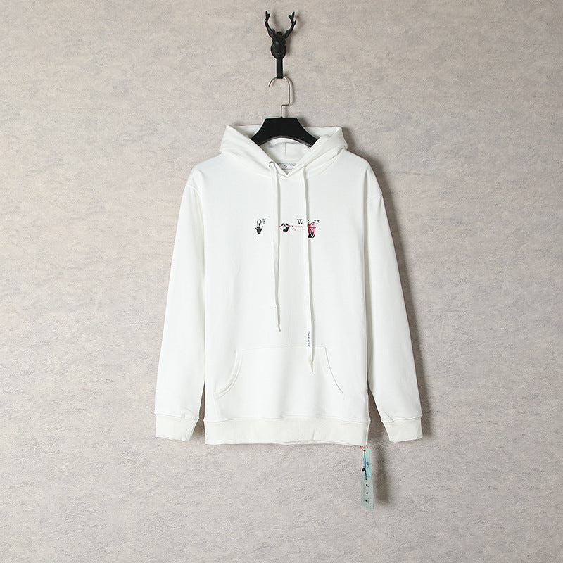OW  hoodie acrylic hand painted graffiti arrow pattern pullover hooded