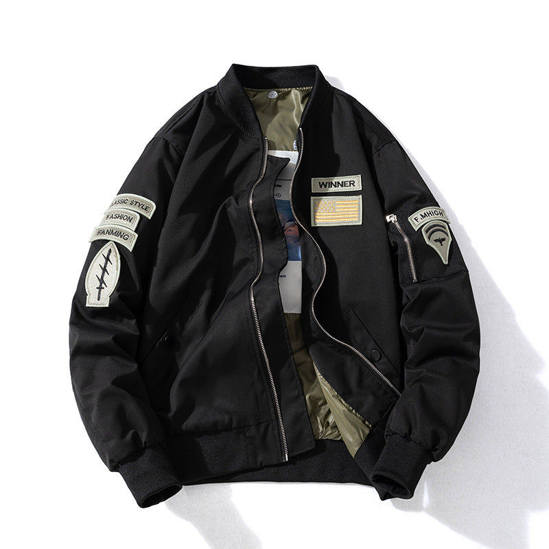 Mens Vintage Jackets Flight Suit Jacket Vintage Embroidered Baseball Suit Hooded