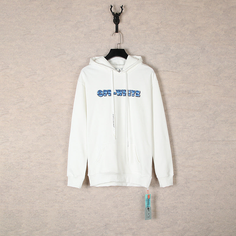 OW Ice Cube Arrow Pattern Pullover Hooded Sweater