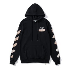 OFF airport strip arrow pattern pullover hooded sweater