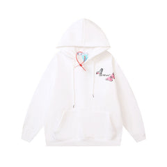 Autumn and winter OW butterfly letter arrow pattern pullover fleece hooded sweater