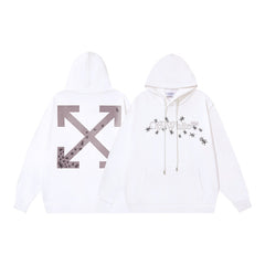 OW Ant Arrow Pattern Pullover Hooded Sweater