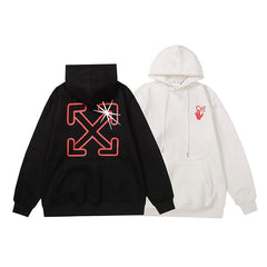 OW  hoodie with a shining star arrow pattern fleece hoodie
