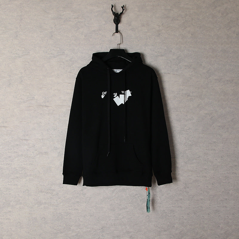 OW  hoodie three-dimensional arrow pattern pullover hoodie