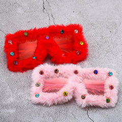 Trendy punk glasses stuffed diamond square sunscreen