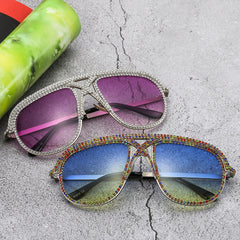 Trendy punk glasses diamond retro