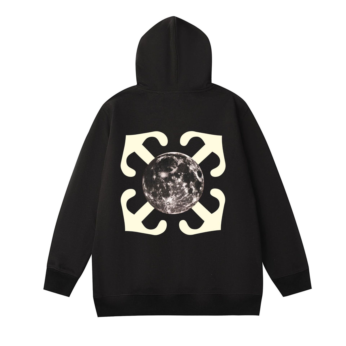 OW Saturn Arrow Pattern Pullover Hooded Sweater
