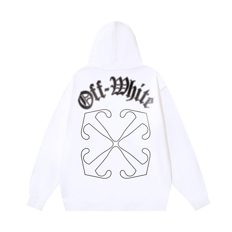 OW Sanskrit alphabet arrow print hooded sweater