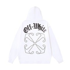 OW Sanskrit alphabet arrow print hooded sweater