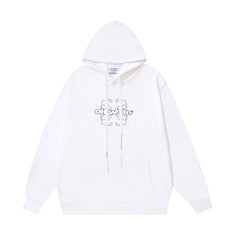 OW hollow arrow pattern print hooded sweater