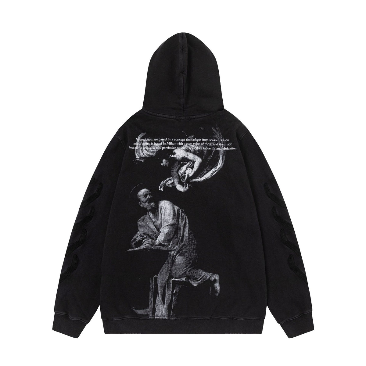 OW  hoodie Black and white portrait oil painting pattern hooded
