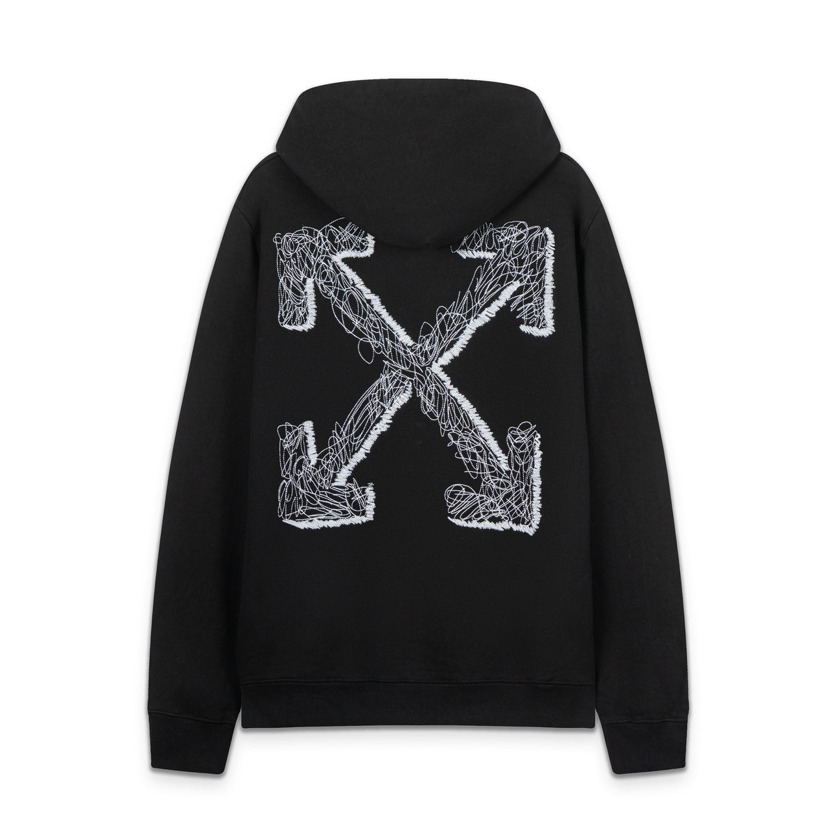 OW embroidered line arrow pattern pullover hooded sweater
