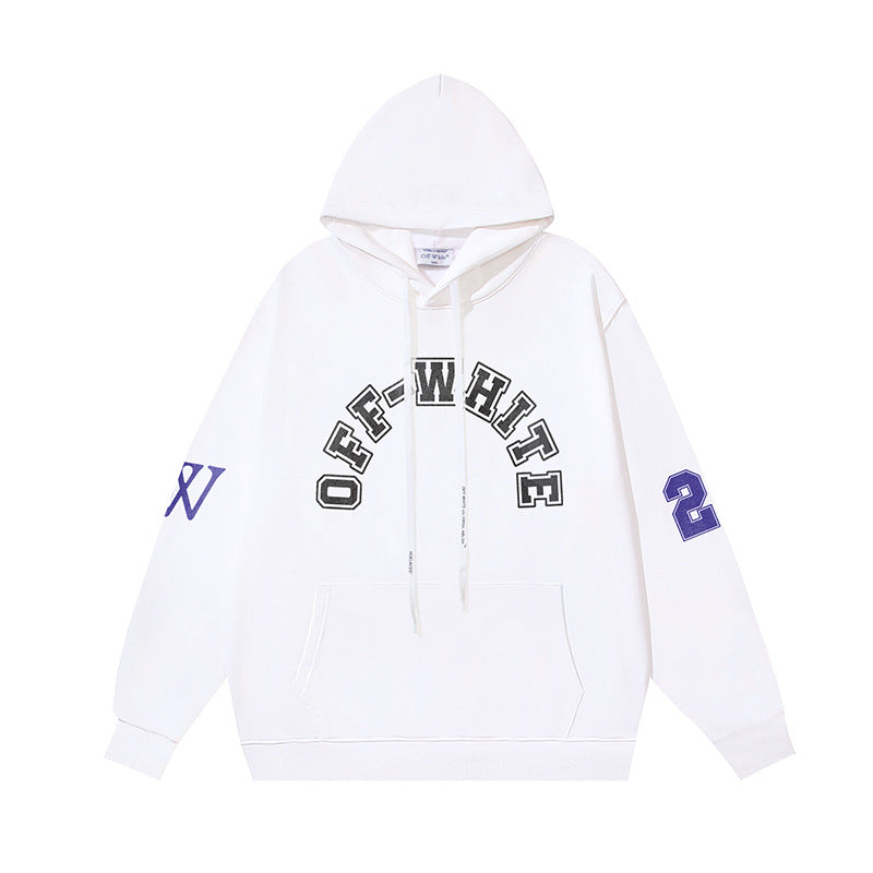 OW No. 23 OW micro-label pattern printed hooded sweater