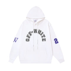 OW No. 23 OW micro-label pattern printed hooded sweater
