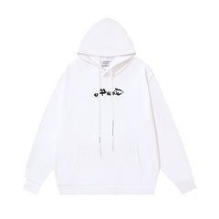 OW Hand-Painted Arrow Pattern Printed Hooded Sweatshirt