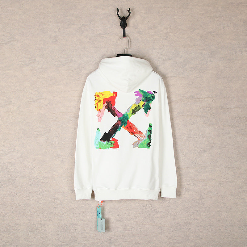 OW  hoodie多彩箭头图案连帽