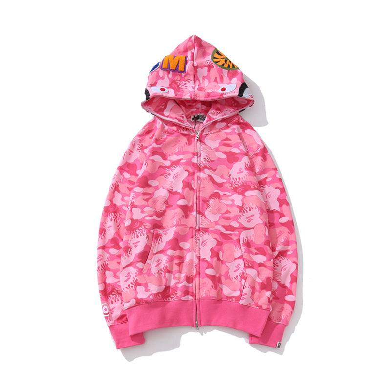 Bathing Ape Hoodie Flame Camouflage Shark Autumn