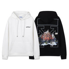 Autumn and winter mountains audio arrow pattern pullover hooded sweater