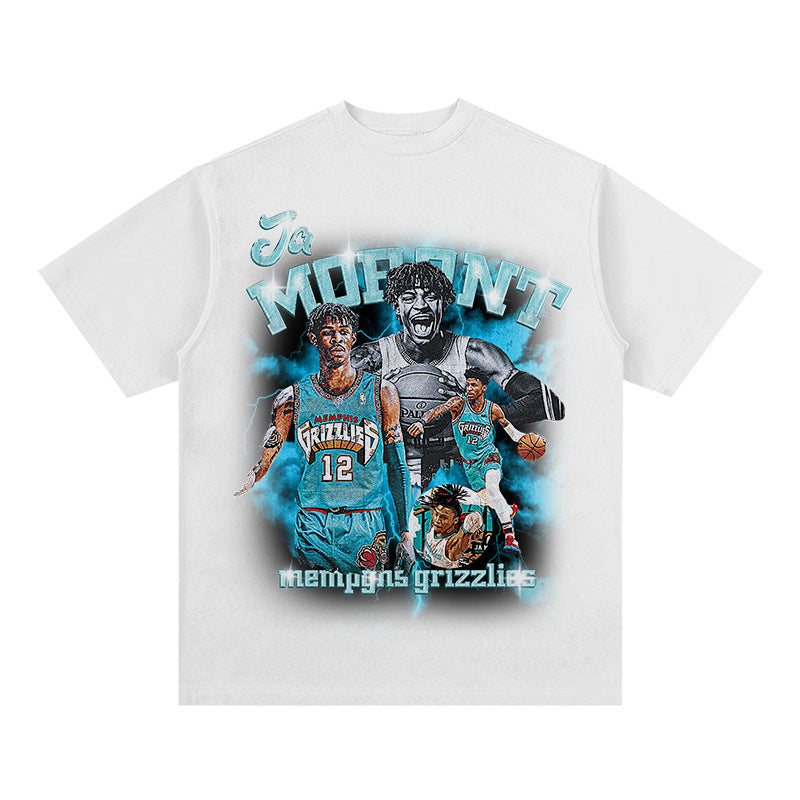 Nba T Shirt Basketball Printed Short-Sleeved Top Direct Injection European and American T-shirt Loose