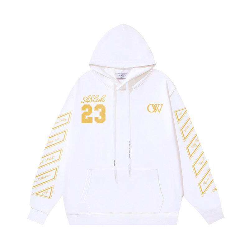 OW 23 numeric alphabet print hooded sweater