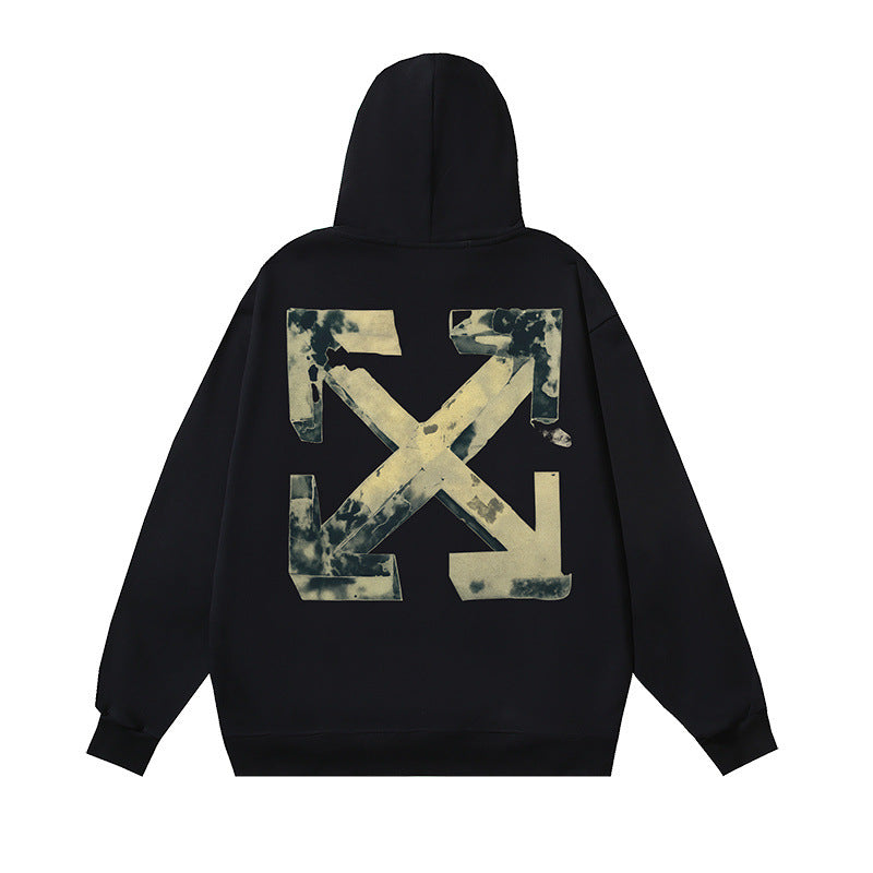 OW hoodie Stereo Spray Arrow Pattern Sleeve Hood