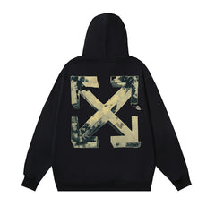 OW hoodie Stereo Spray Arrow Pattern Sleeve Hood